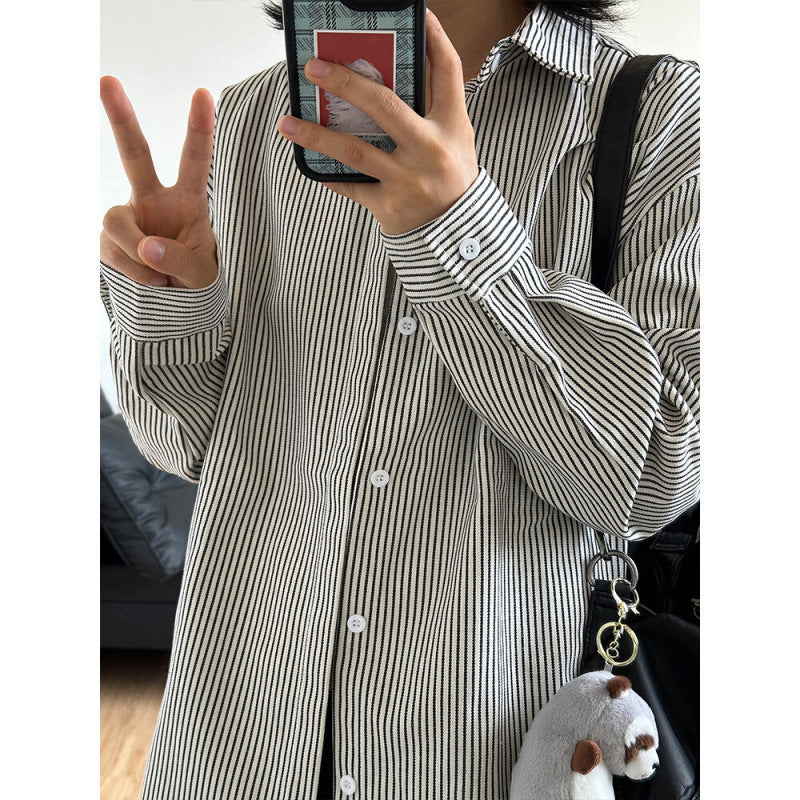 Femme Stribet Let Button-Up Skjorte Stilla