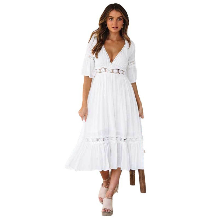Dame Bohemian Spidsbesat Midi-Kjole Stilla