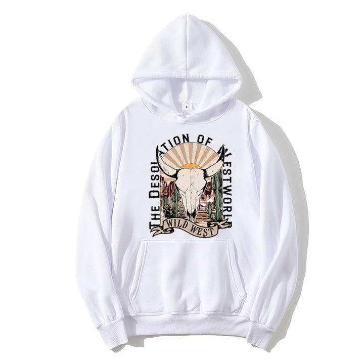 Dame hoodie med nostalgisk Wild West design Skovae