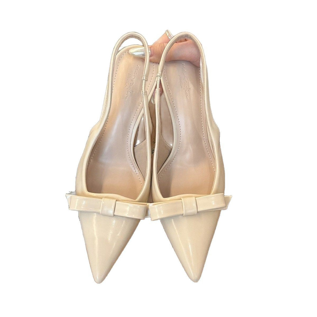 Dame Elegante Spids-Tå Slingback Sko med Bue Accent Stilla