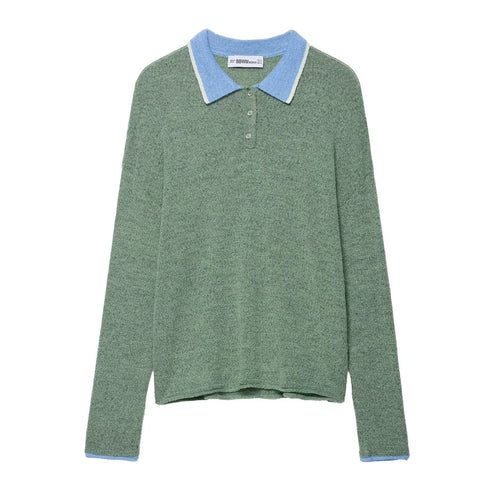 Kvinders Casual Langærmet Polo T-shirt med Klassisk Krave Struktur Stilla