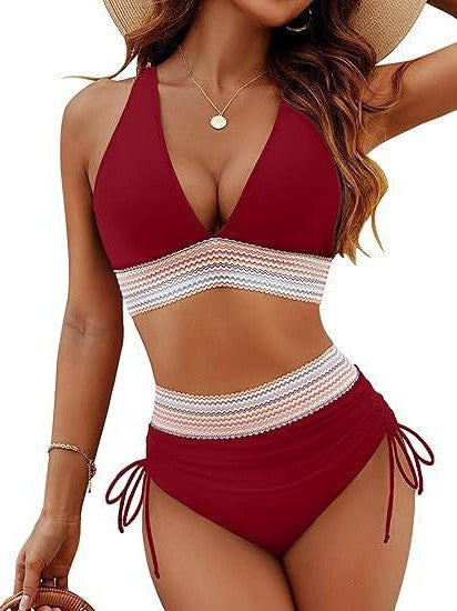 Dame bikinisæt med justerbar top og kropsnær high waist-trusse Stilla