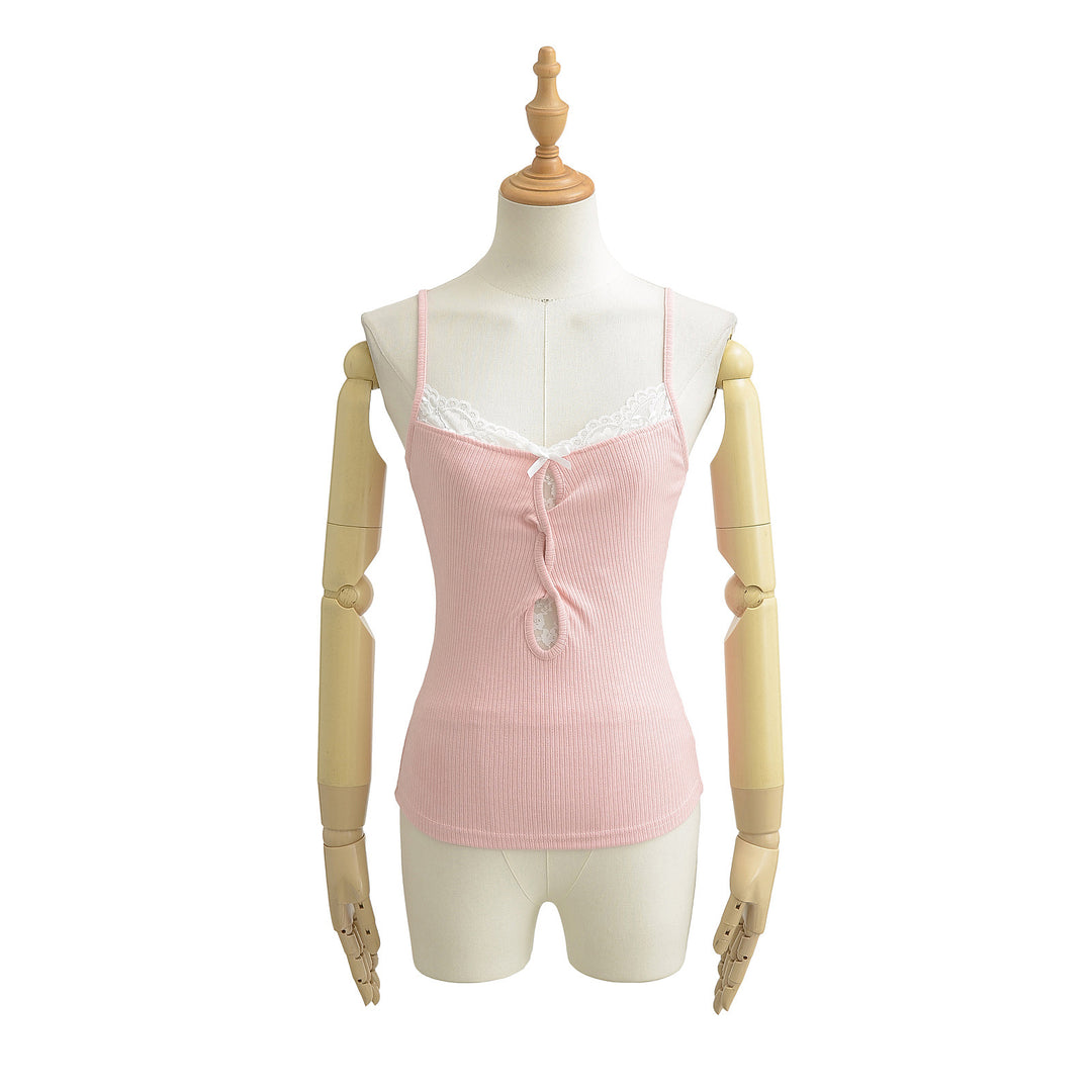 Dame Basic-Camisole med blondeaccenter og justerbare stropper Stilla