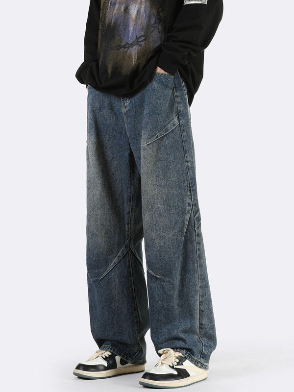 Herre bred denim-jeans med unikke sømdetaljer og afslappet snit Stilla