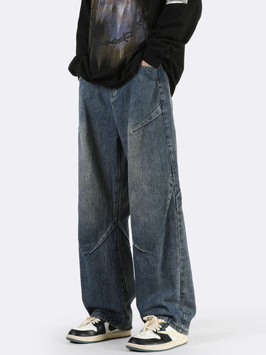 Herre bred denim-jeans med unikke sømdetaljer og afslappet snit Stilla