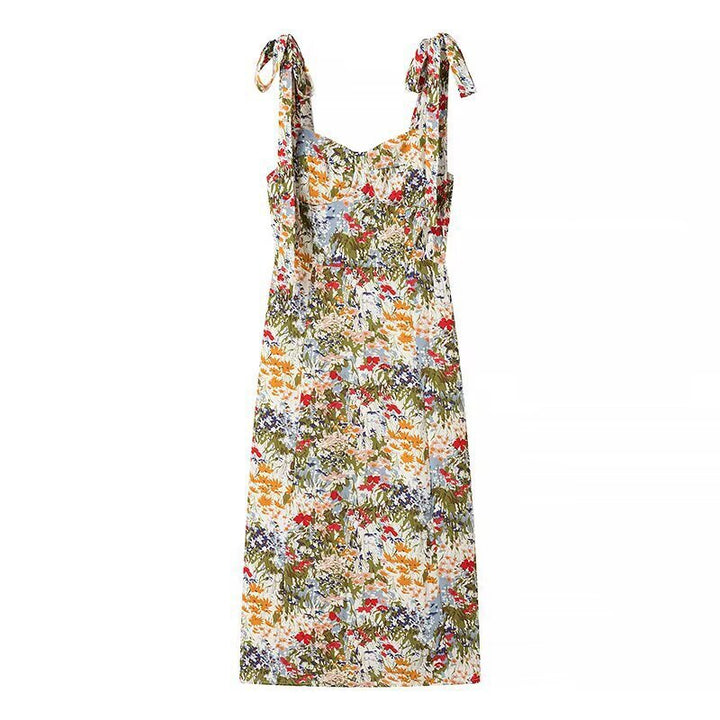 Dame Sommer Maxi-Kjole med justerbare spaghetti-stropper og blomster mønster Stilla