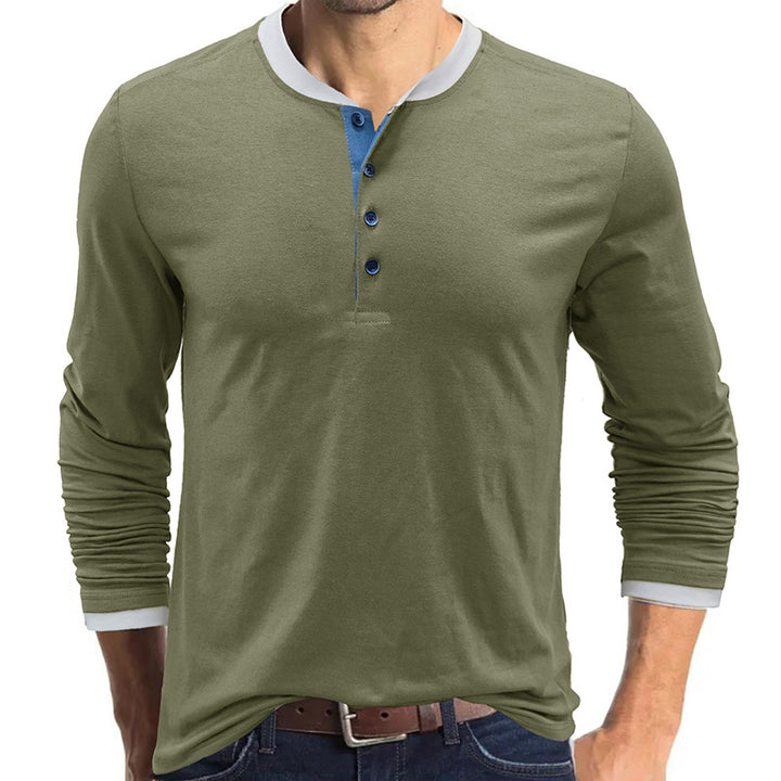 Herrer Langærmet Henley T-shirt med unikt farvedetalje Stilla