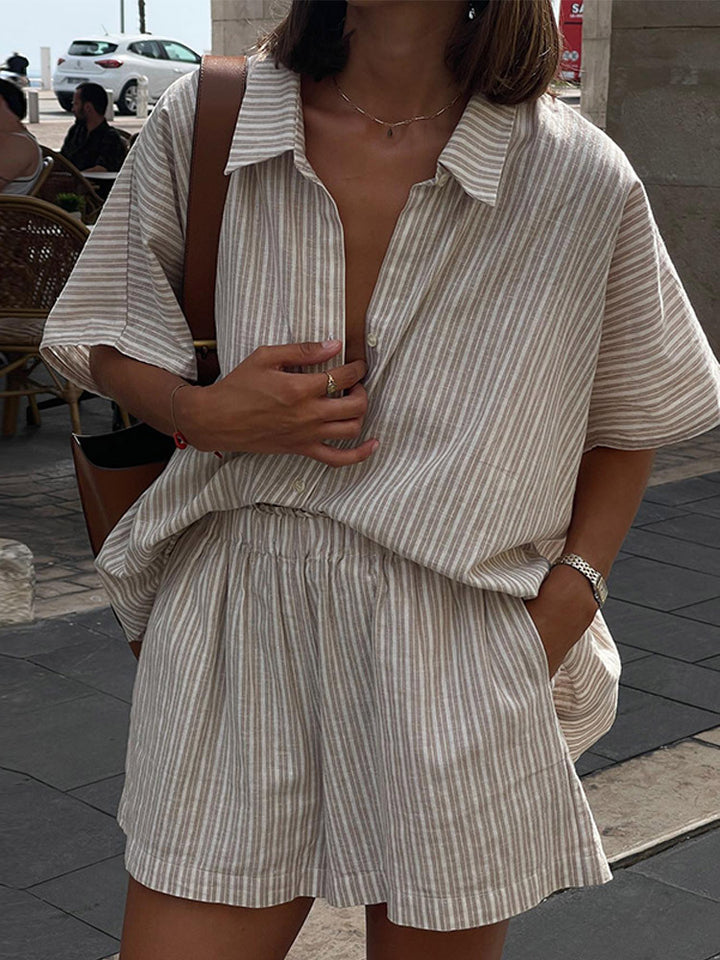 Dame Luftigt kortærmet skjorte med loose shorts Stilla