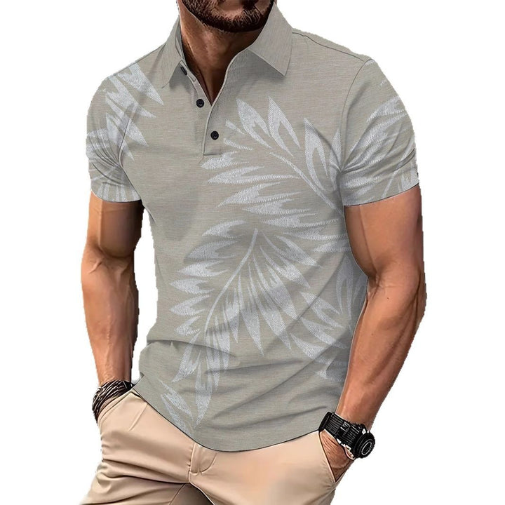 Herrer Kortærmet Poloshirt med elegant Bladdesign Stilla