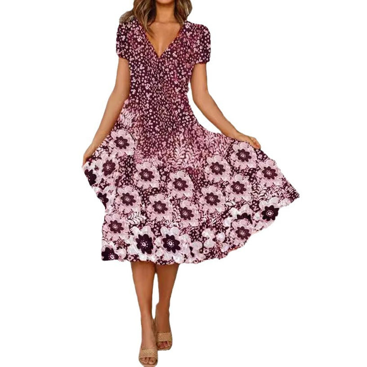 Dame Floral Print Swing Kjole Stilla