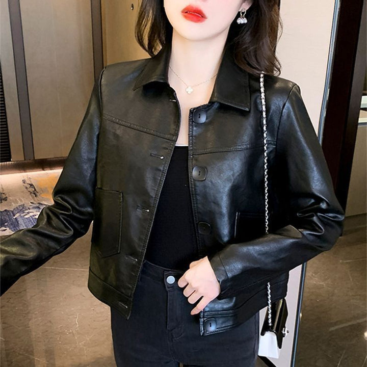 Dame Chic Læderjakke i Moderne Biker Stil Stilla