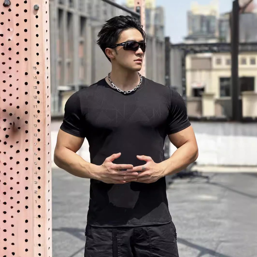 Herrer Åndbart Fitness-T-Shirt med struktureret Design Stilla