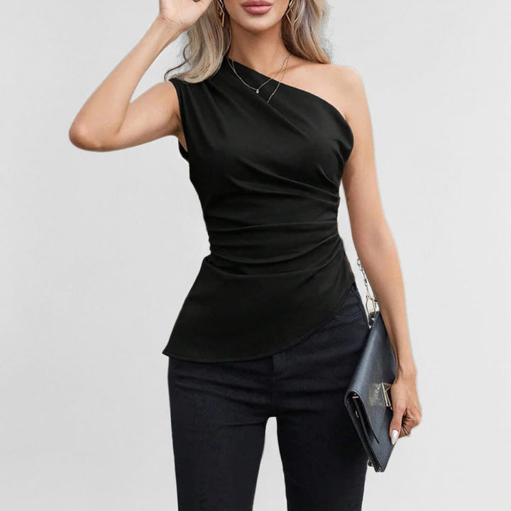 Damer Elegant One-Shoulder Top med Volanger og Asymmetrisk Snit Stilla
