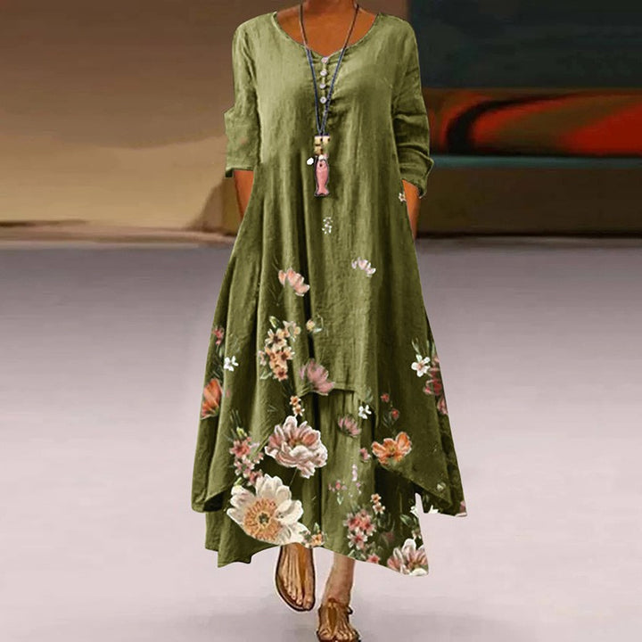 Dame Maxi-kjole med blomsterprint Stilla