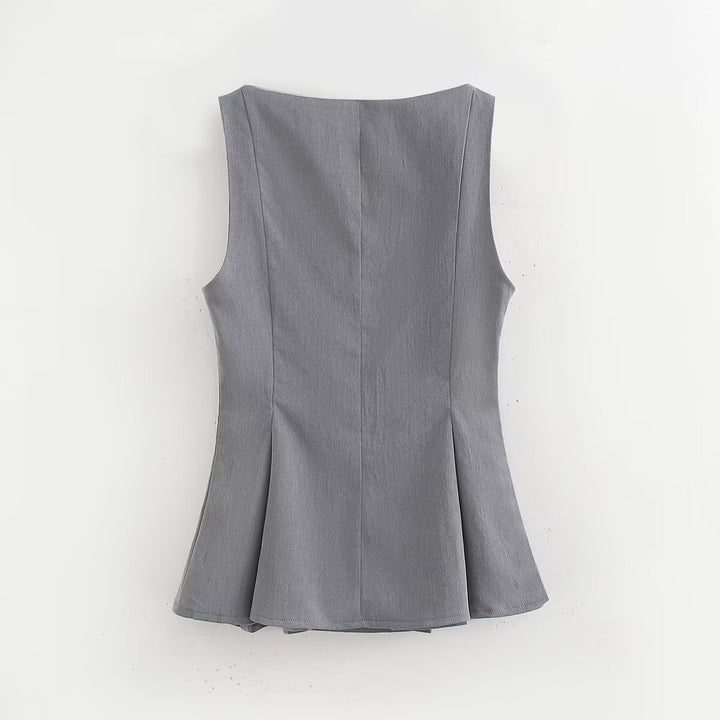 Dame Tailored Peplum-bluse med knapdetalje Stilla