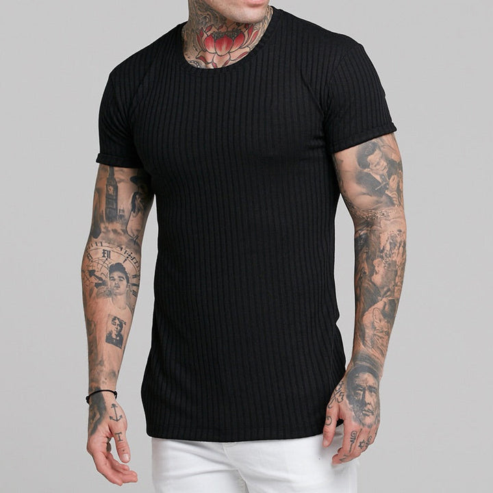 Herrer kortærmet rib T-shirt med tætsiddende snit og behagelig bærekomfort Stilla
