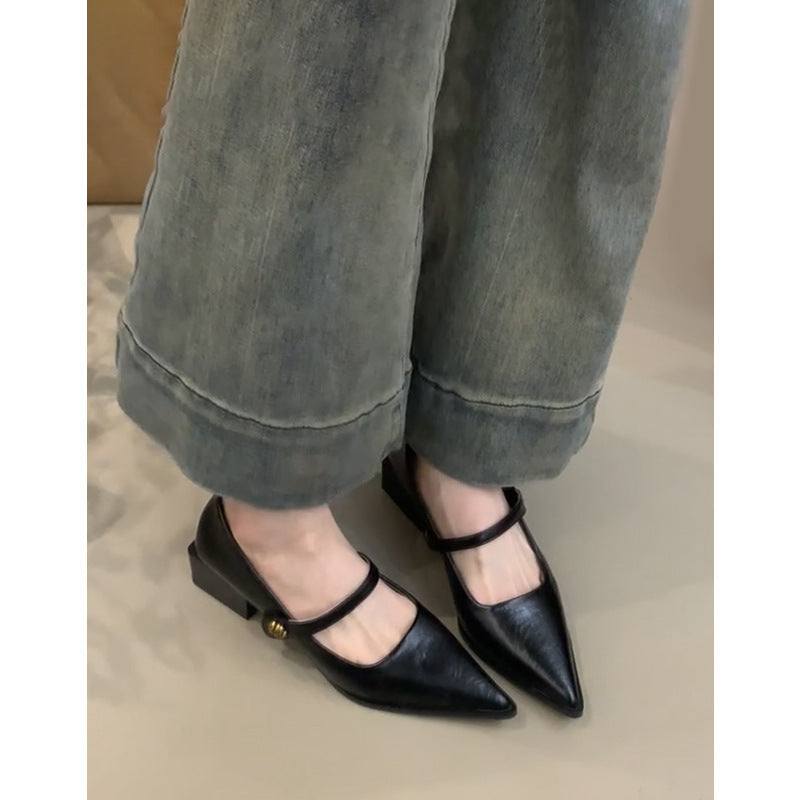 Dame spidse slingback ballerinaer med ankelrem Stilla