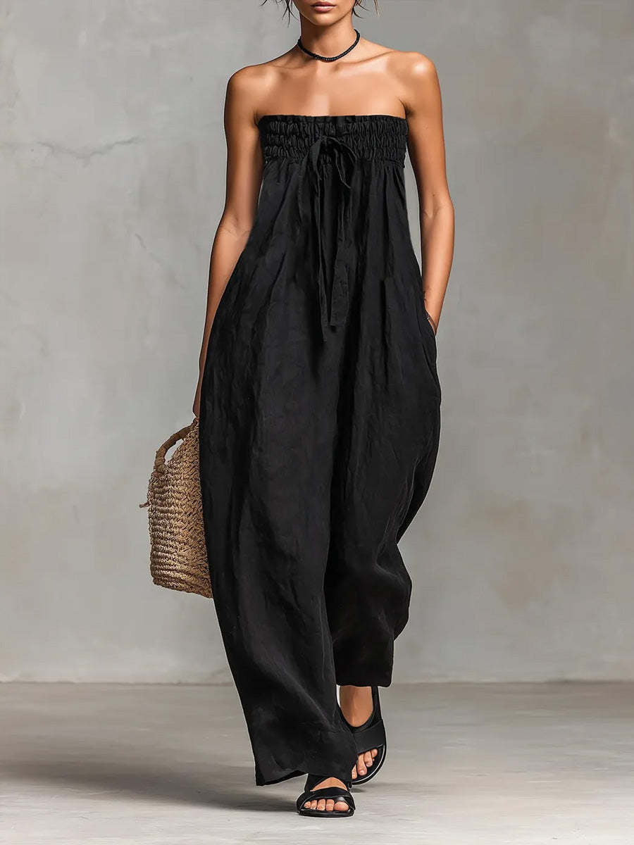 Dame Casual Jumpsuit med elastisk overdel og bredt ben Skovae