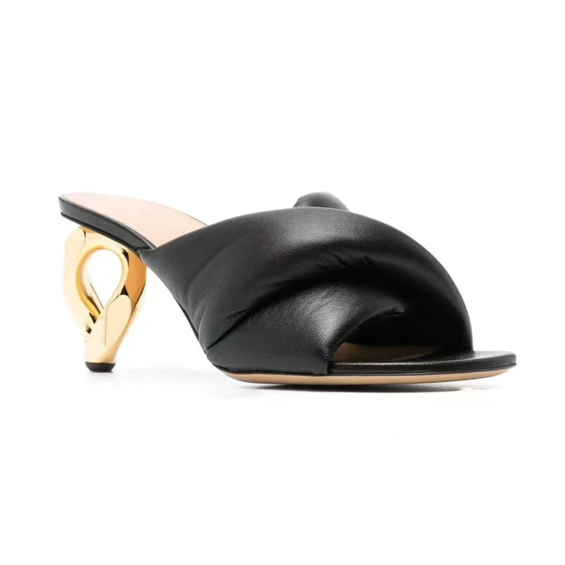 Femme Open-Toe High Heels med elegant guldaccent Stilla