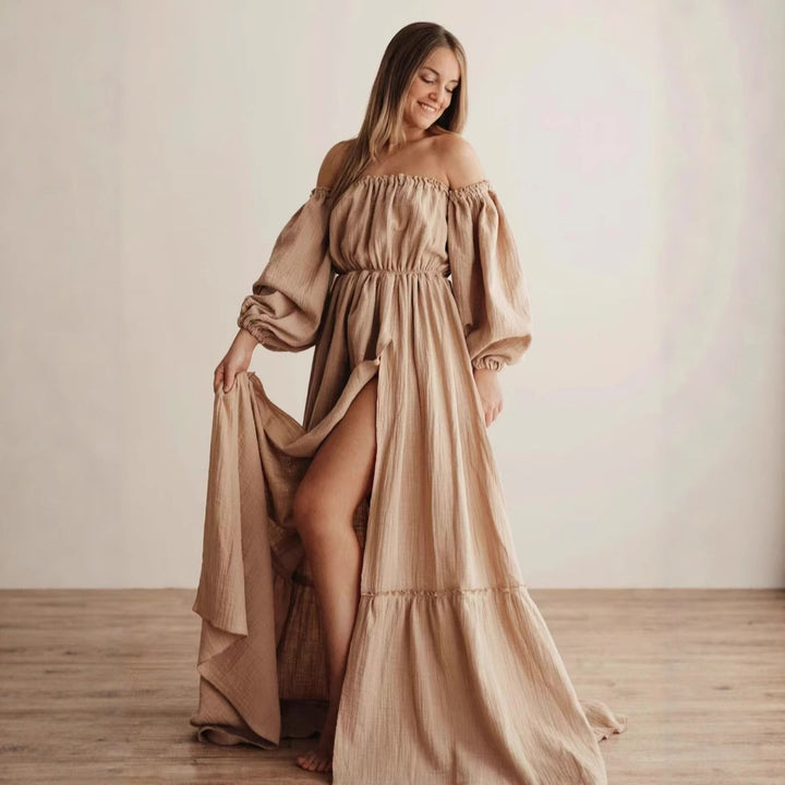 Dame Bohemian Off-Shoulder Maxi Kjole Stilla