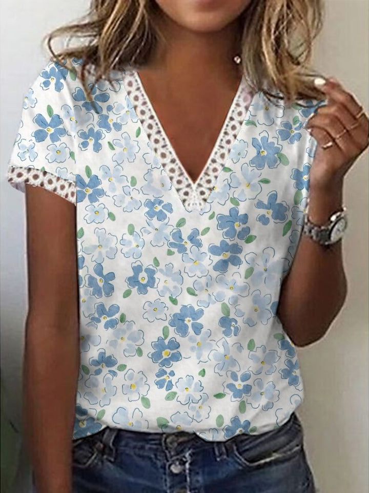 Dame Glitrende V-Pullover Bluse Skovae