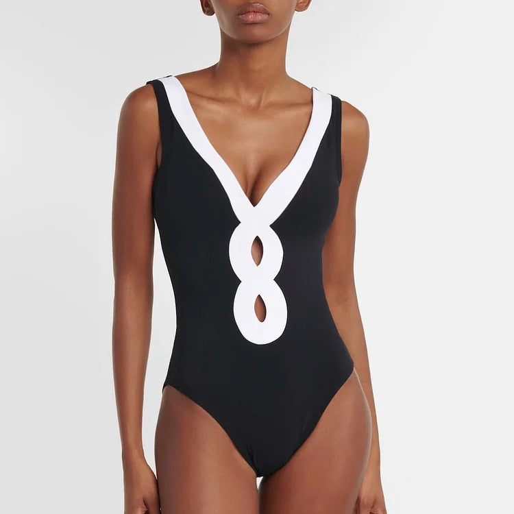 Damer elegant V-udskæring bikini med stilfuld omslagsskørt Skovae