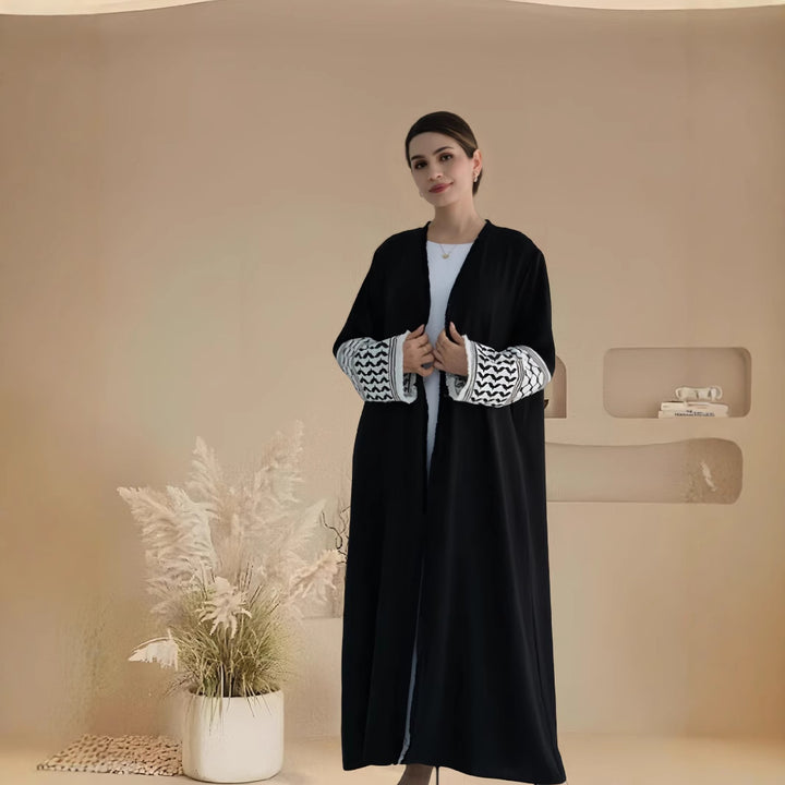 Dame Kimono-Style Maxi-Kjole med kunstnerisk broderidesign Stilla