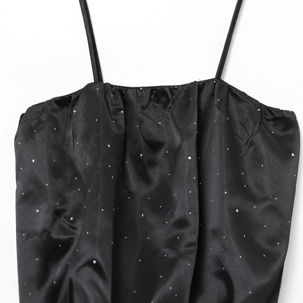 Femme Puffærmet Satin-Crop-Top Stilla