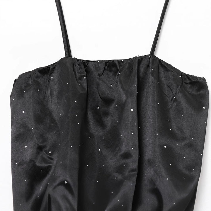 Femme Puffærmet Satin-Crop-Top Stilla