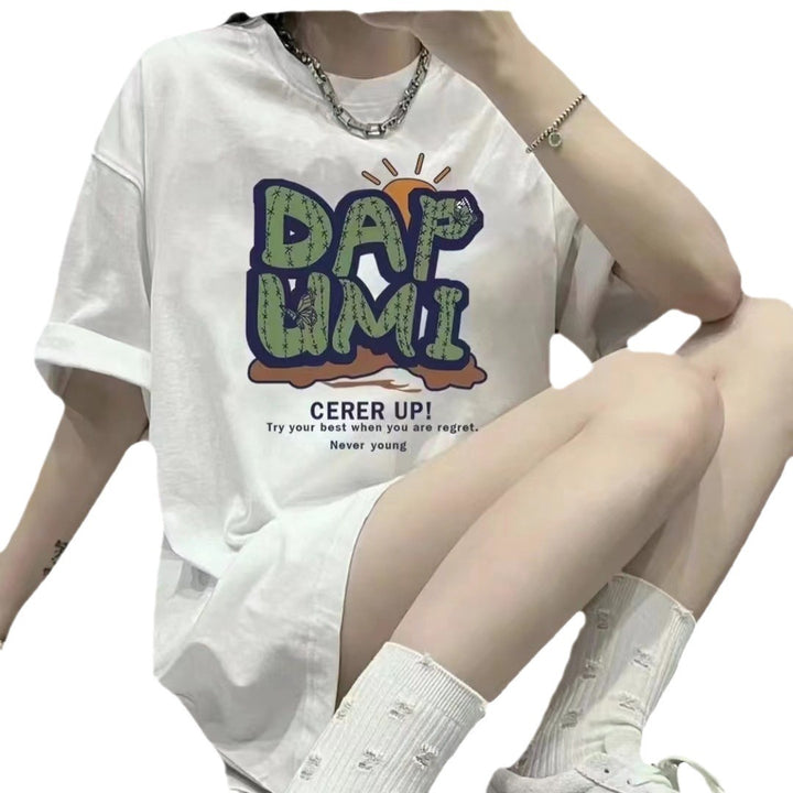 Dame Oversized T-Shirt med kreativ statementtryk og afslappet pasform Stilla