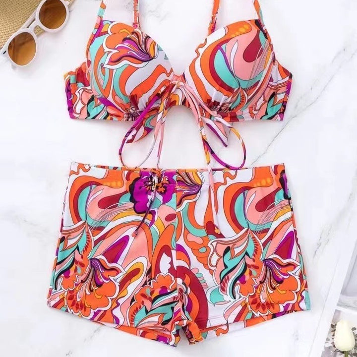 Dame bikini-sæt med trendy snøret top og høj benudskæring Stilla