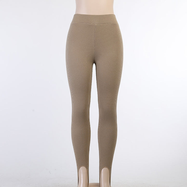 Dame leggings med struktureret ribdesign og høj talje Skovae