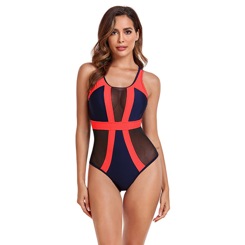 Femme Sporty Mesh-Beton Én-del Badeanzug Stilla
