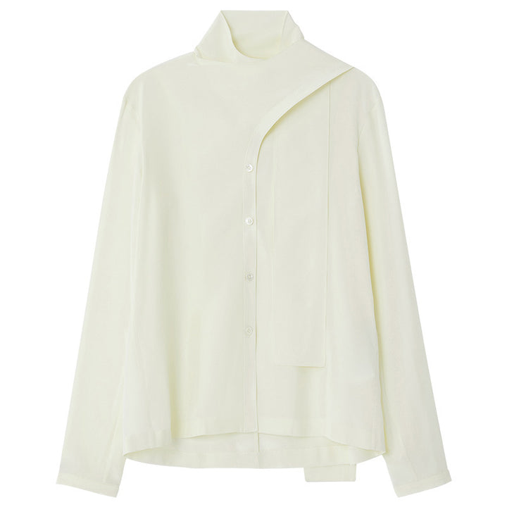 Dame elegant bluse med asymmetrisk snit og kvalitets knapdetaljer Stilla