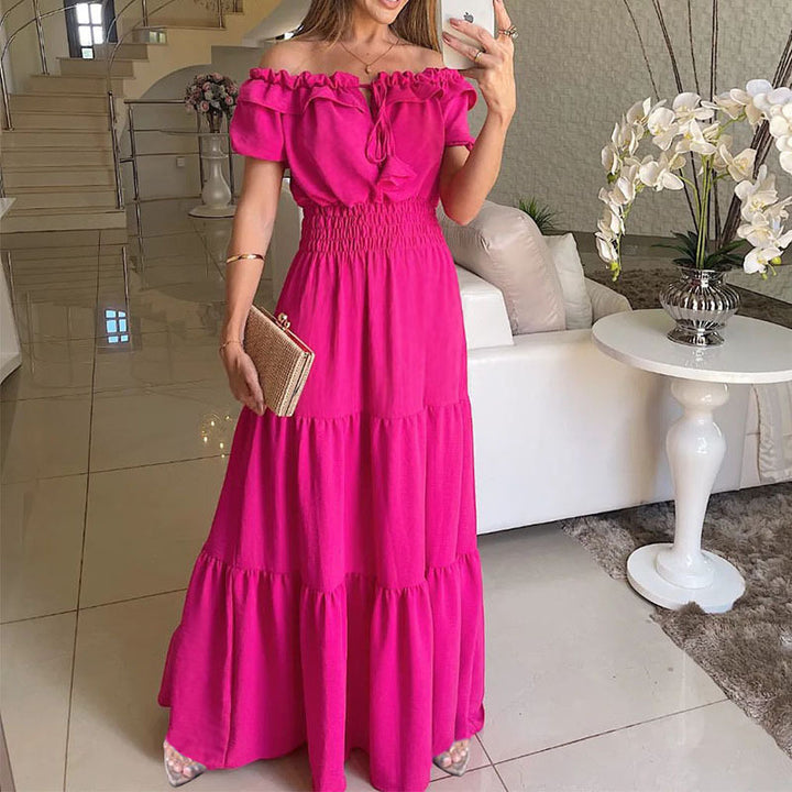 Kvinder Off-Shoulder Rynket Maxi Kjole Stilla