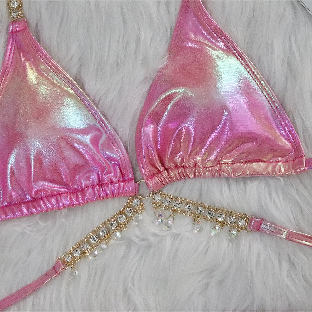 Dame iriserende perle triangle bikini sæt Stilla