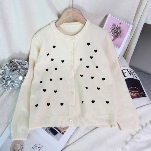 Dame Hjerte Motiv Cardigan Stilla