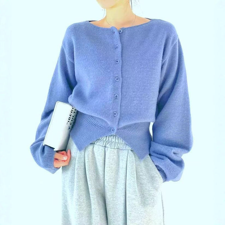 Kvinderne cropped cardigan med knaplukning og oversized ærmer Stilla