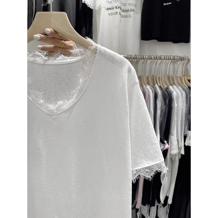 Femme Klassisk V-hals Blonde T-shirt Stilla