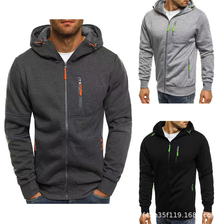 Herre hoodie med funktionelle lynlås lommer og sporty design Skovae