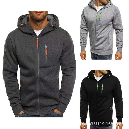 Herre hoodie med funktionelle lynlås lommer og sporty design Skovae