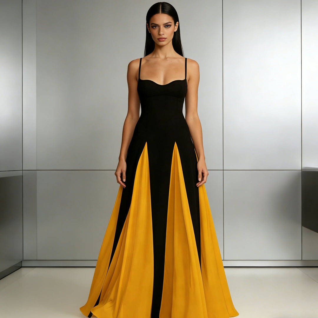Dame Elegant aftenkjole med asymmetrisk skirt og fine stropper Skovae