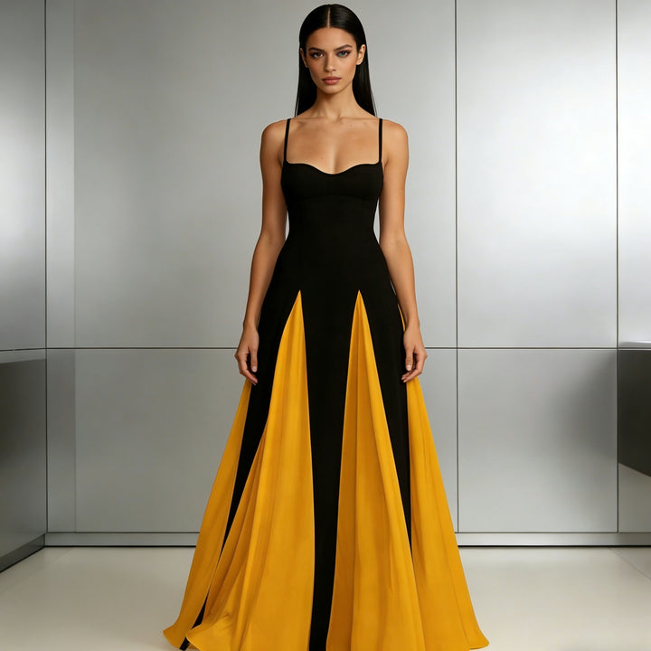Dame Elegant aftenkjole med asymmetrisk skirt og fine stropper Skovae