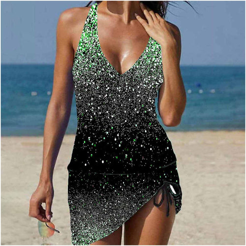 Dame Tankini med justerbar talje og glitrende glimmerdetalje Stilla