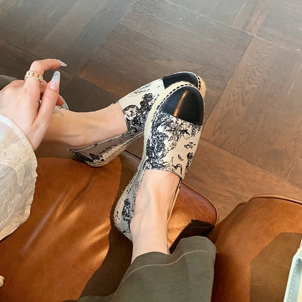 Femme Floral Print Espadrille Slip-On Sko Stilla