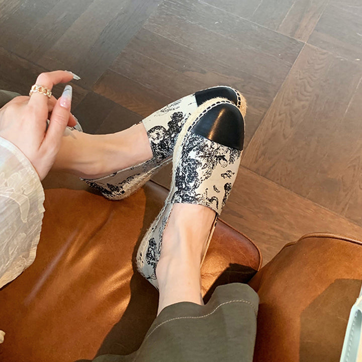 Femme Floral Print Espadrille Slip-On Sko Stilla