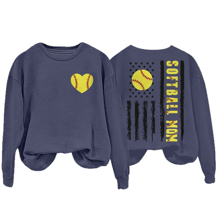 Kvinders sweatshirt med kreativ softball design Stilla