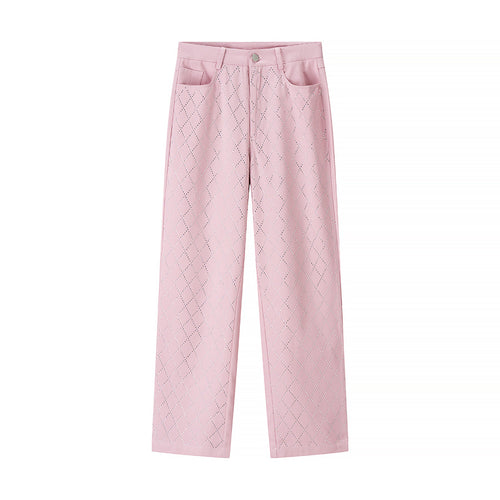 Dame bred stofbukser med jacquard-mønster Stilla