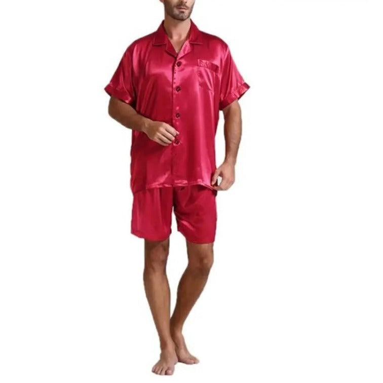 Herrer Satin Pyjamas Sæt Stilla