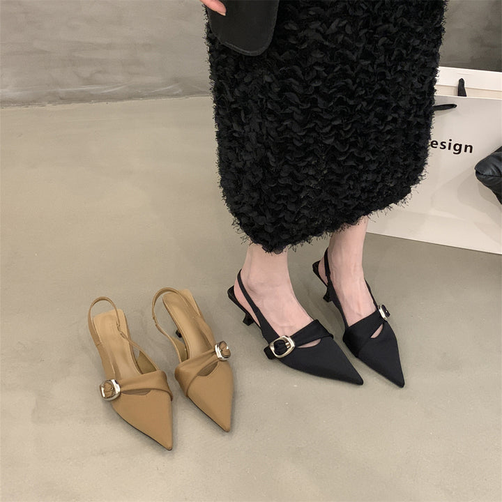 Dame elegante spidse Slingback-Mules med spændeaccent Stilla